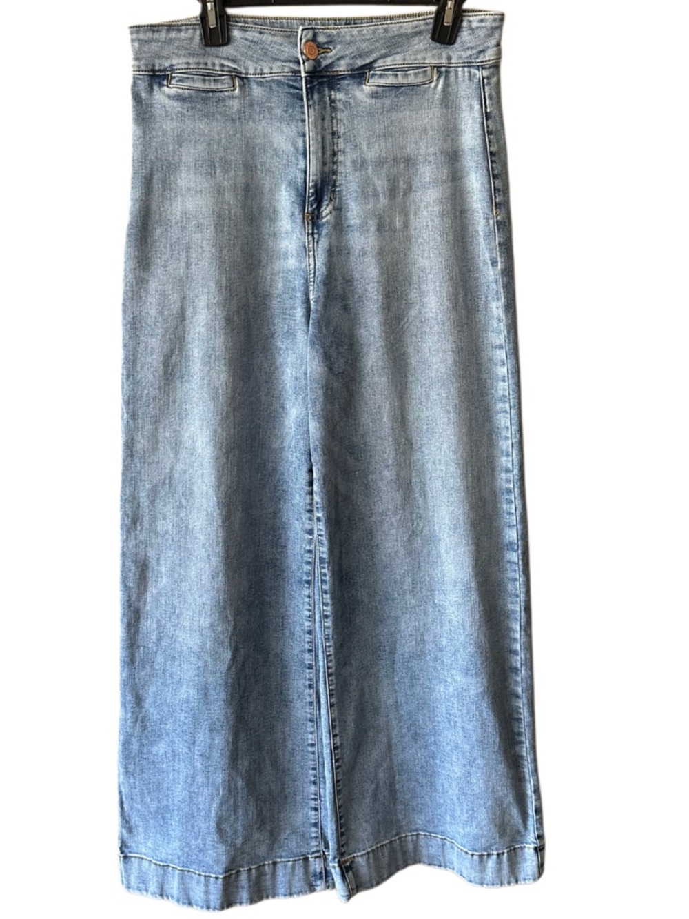 LC Lauren Conrad Light Wash Blue Denim in Super High-Rise and Wide Leg Jeans